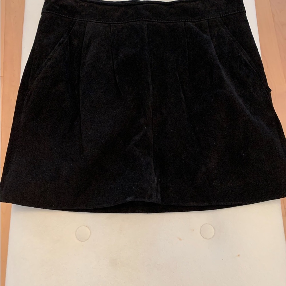 Black suede miniskirt